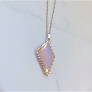 Gold Necklace with a Rose Pink Stone